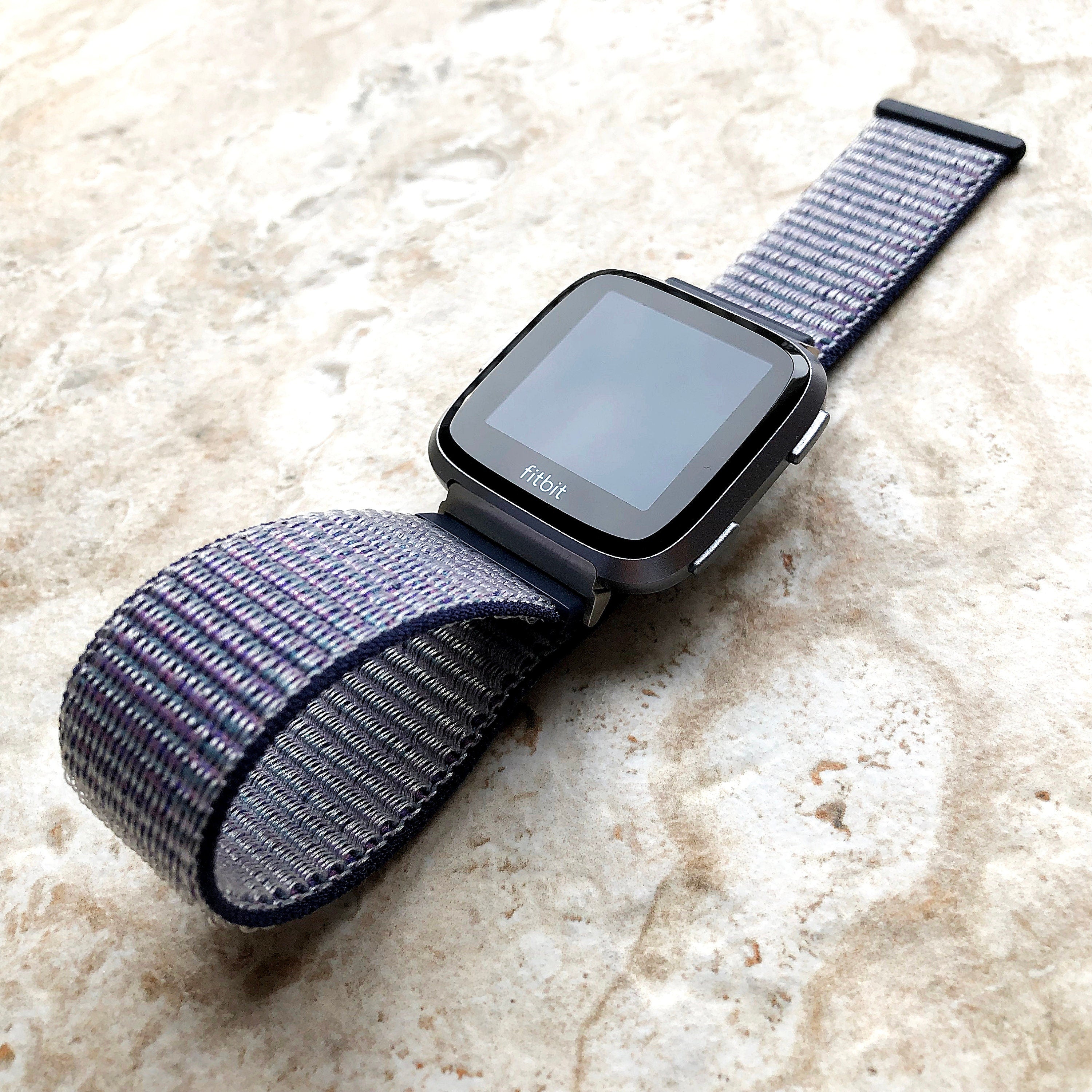 Fitbit Versa 2 3 4 Sense 2 Sports Band Midnight Blue Loop and Hook Watch Bands Straps Adjustable with Quick Adapters Silver Rose Gold Black